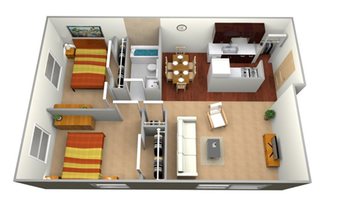 2  Bed   1  Bath   800-to860 Sq. Ft. | Cypress Floor Plan at Garden Grove, New Brighton, 55112